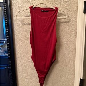 Zara Red Maroon Sleeveless Bodysuit